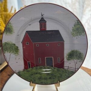 Set of 4 Warren Kimble Red Barn Plates